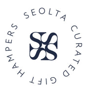 Logo with 'Seolta Curated' and 'Gift Hampers' text around a central design on a white background